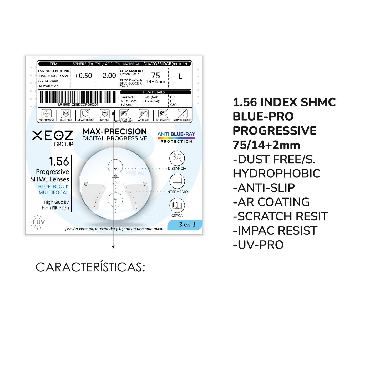 1.56 Progressive SHMC Blue-Block Multifocal MAX PRECISION